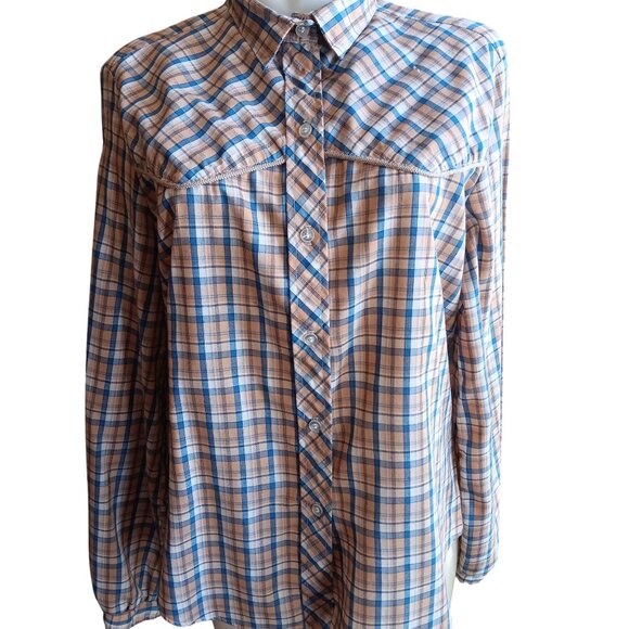 Vintage 1980s Womens Cowgirl Shirt Large Plaid Thin Button Down Top Blouse Indy - Picture 2 of 5